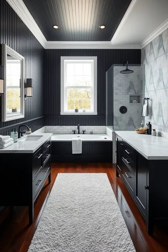 elegant black beadboard paneling