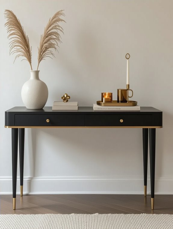 elegant black brass console