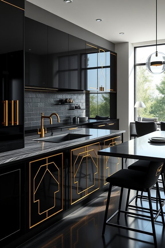 elegant black cabinets gold