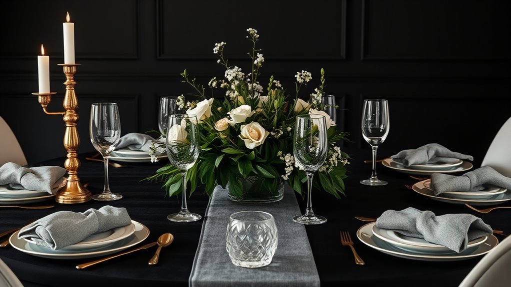elegant black dining decor