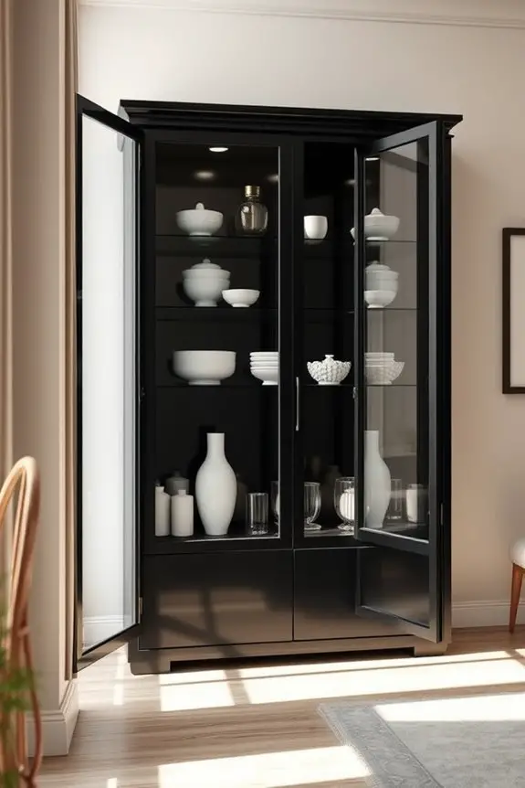 elegant black display cabinet