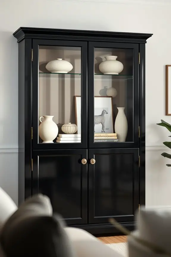elegant black display cabinet