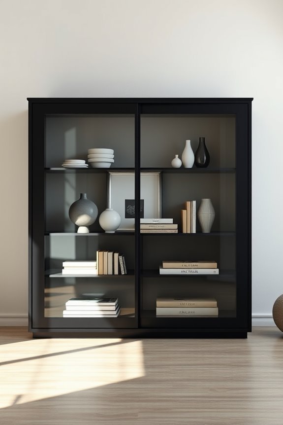 elegant black display cabinet