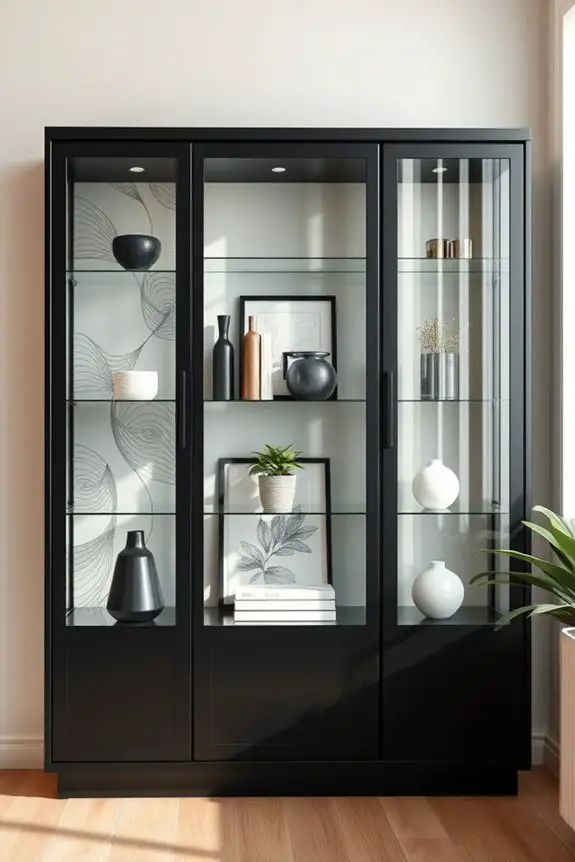 elegant black display cabinet
