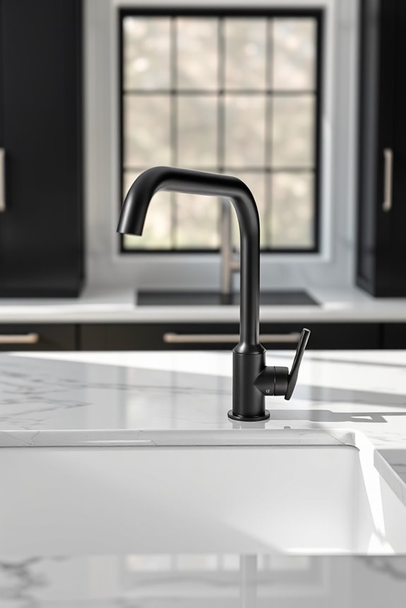elegant black faucet contrast