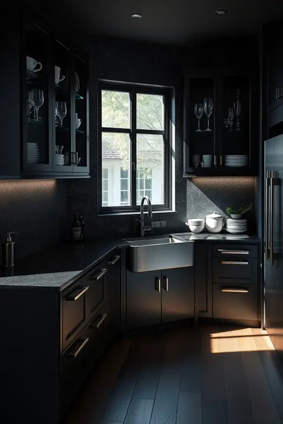 elegant black frame cabinets