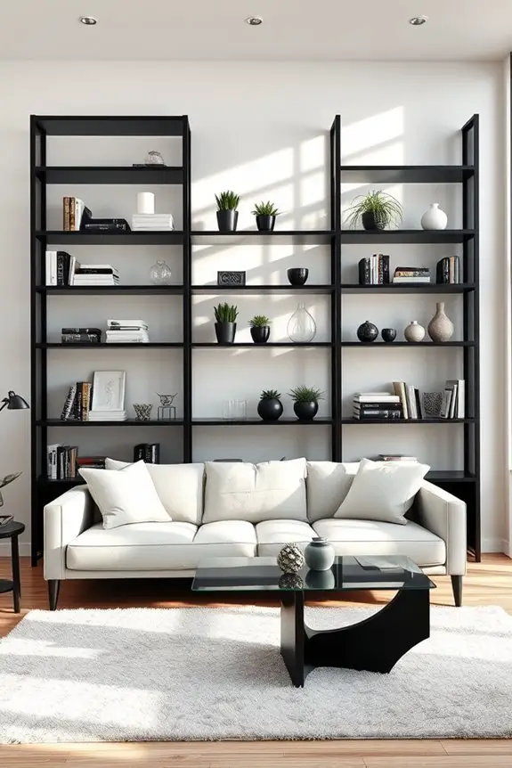 elegant black glass shelving