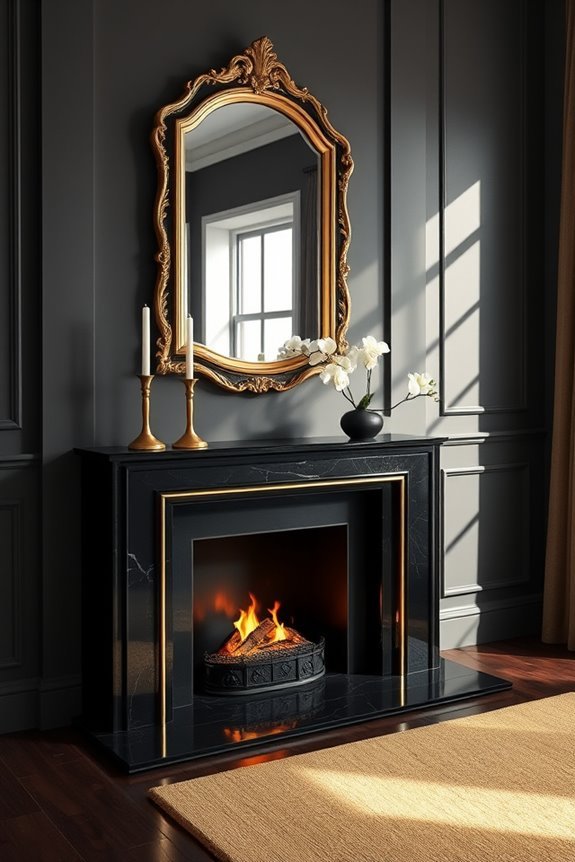 elegant black gold fireplaces