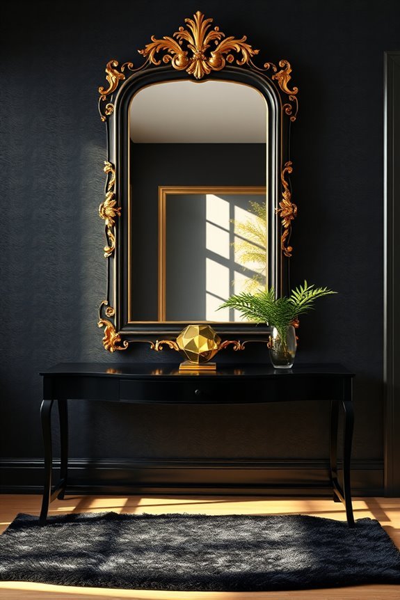 elegant black gold mirrors