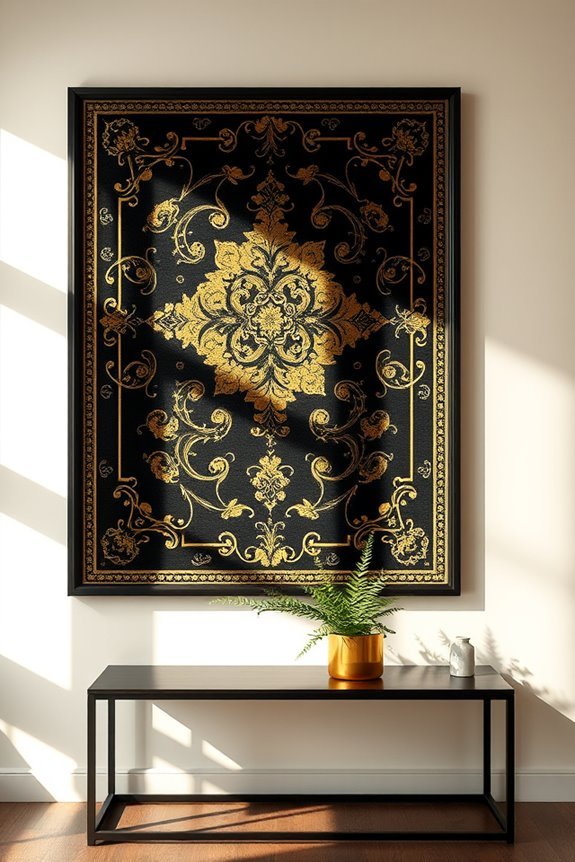 elegant black gold tapestry