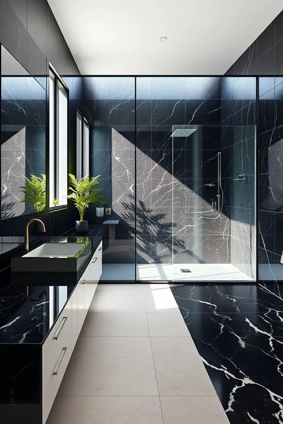 elegant black granite glass