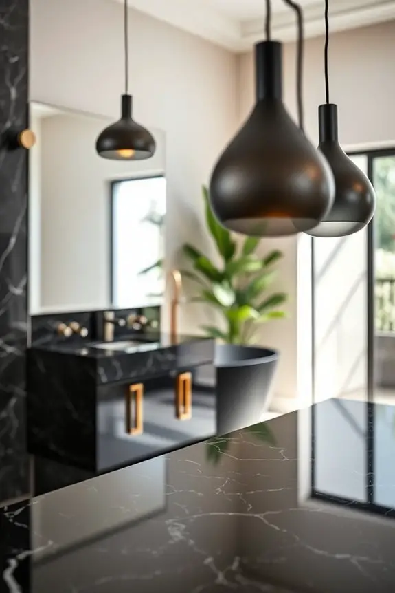 elegant black granite lighting