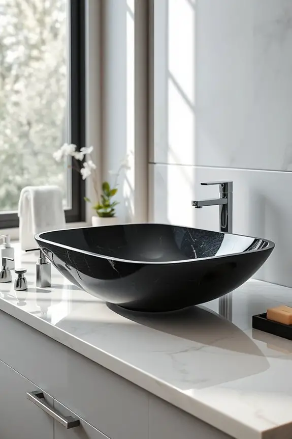 elegant black granite sinks