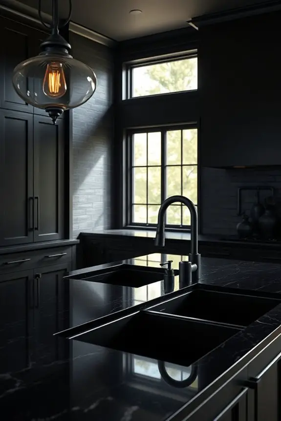 elegant black kitchen fixtures