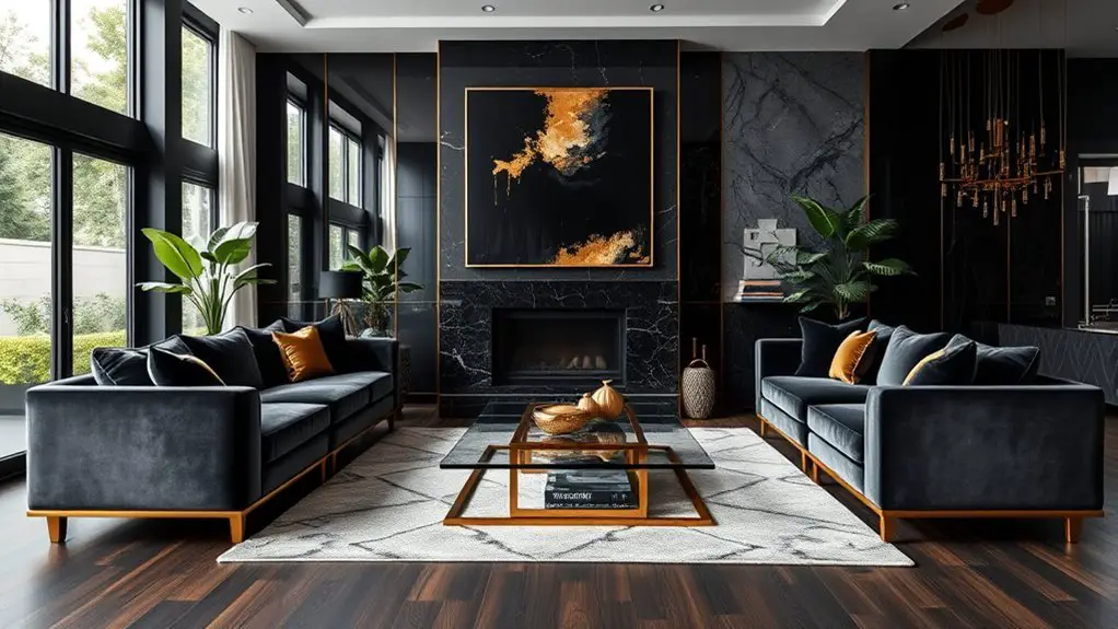 elegant black living rooms