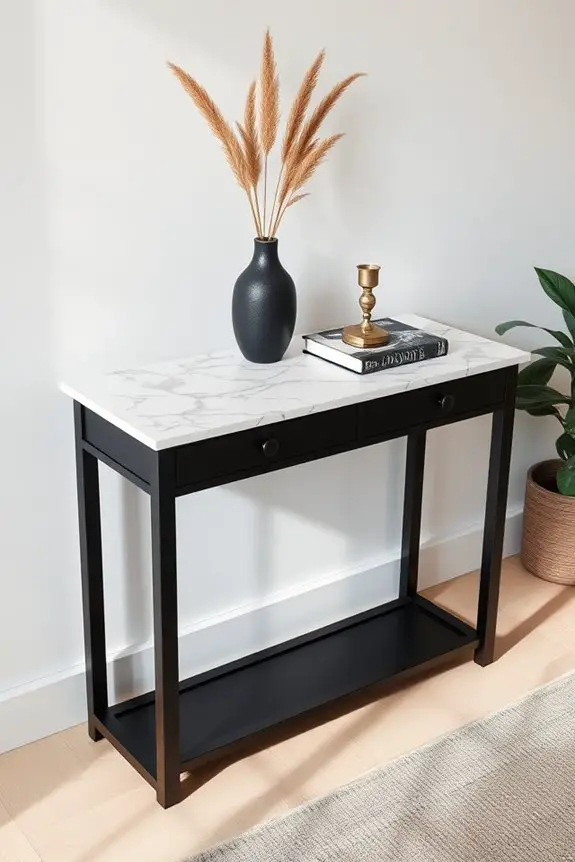 elegant black marble console