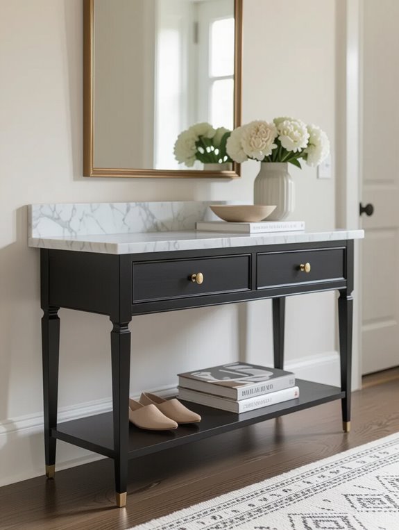 elegant black marble console