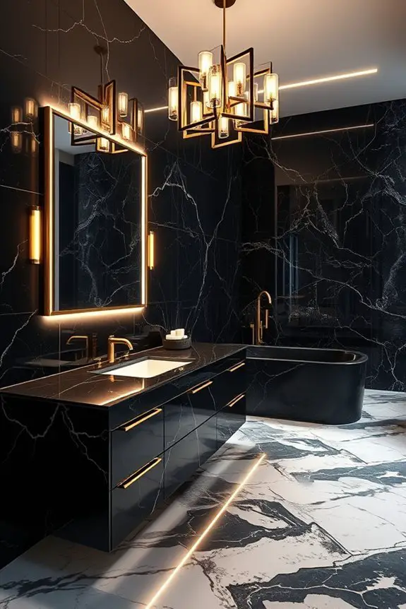 elegant black marble illumination