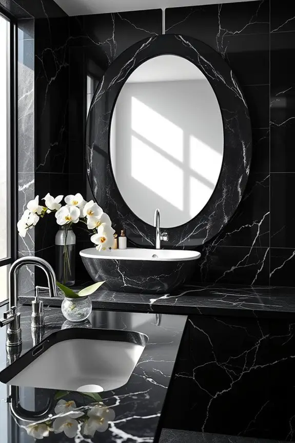 elegant black marble mirrors