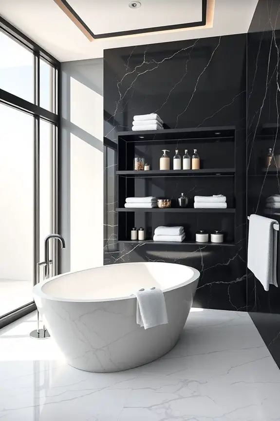 elegant black marble shelving