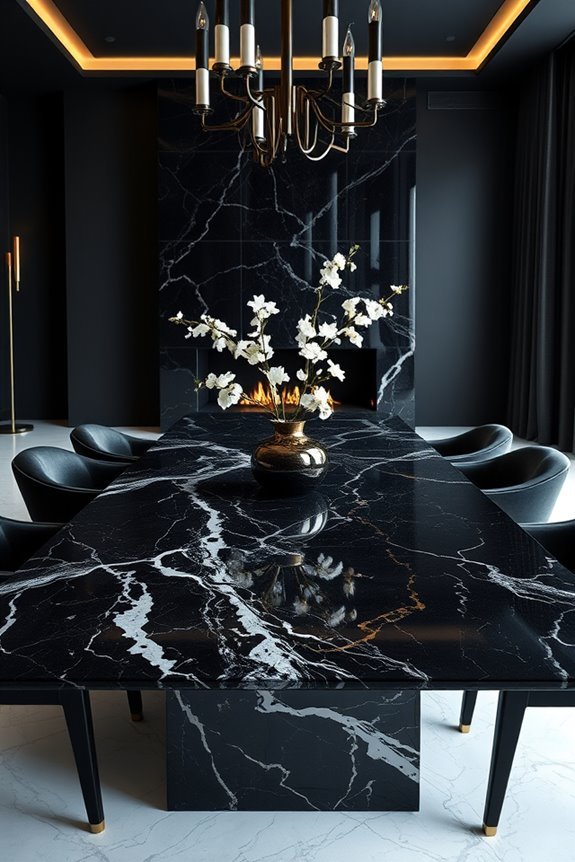 elegant black marble surfaces