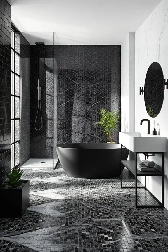elegant black mosaic tiles