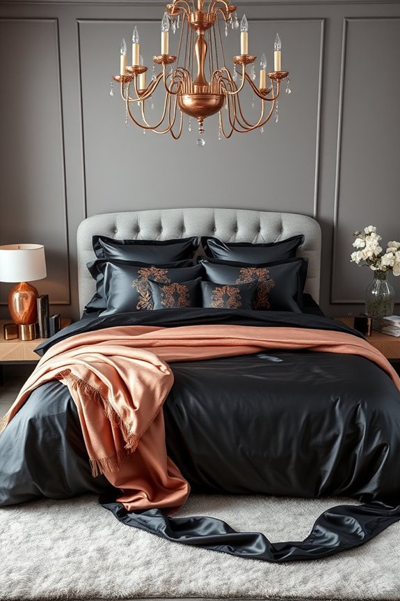 elegant black rose gold bedding