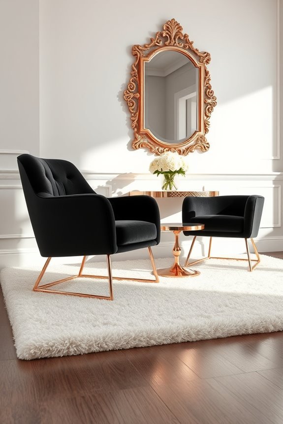 elegant black rose gold chairs