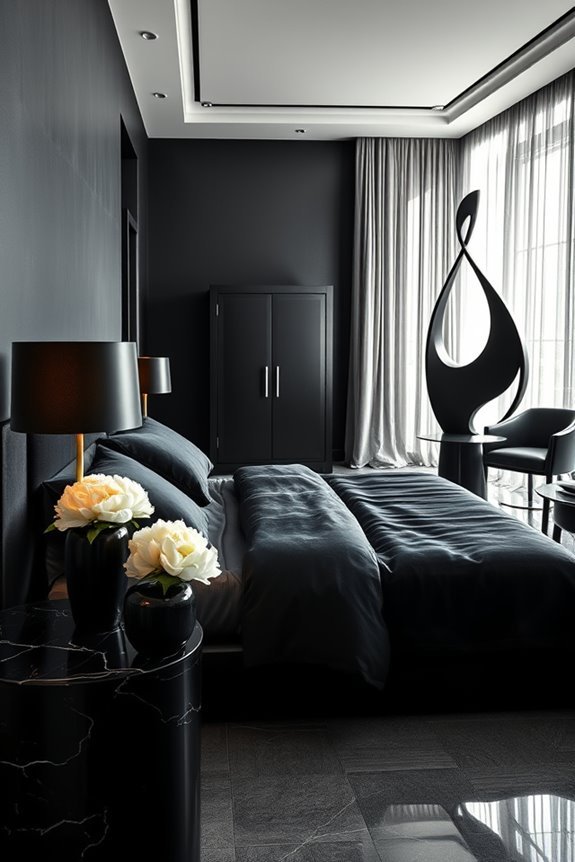 elegant black sculptures enhance
