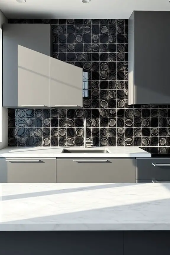 elegant black silver tiles