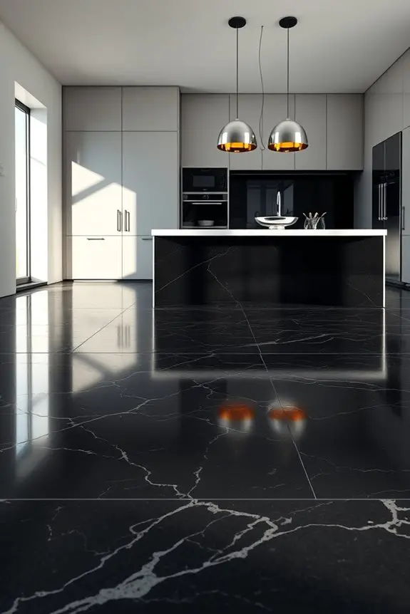 elegant black stone flooring