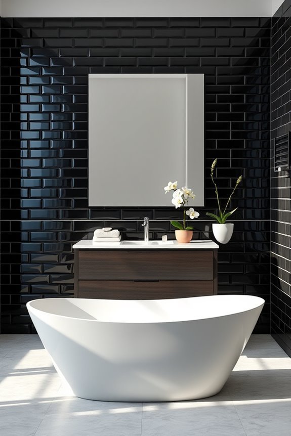 elegant black tile accent