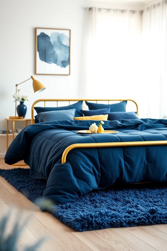 elegant blue and gold accents