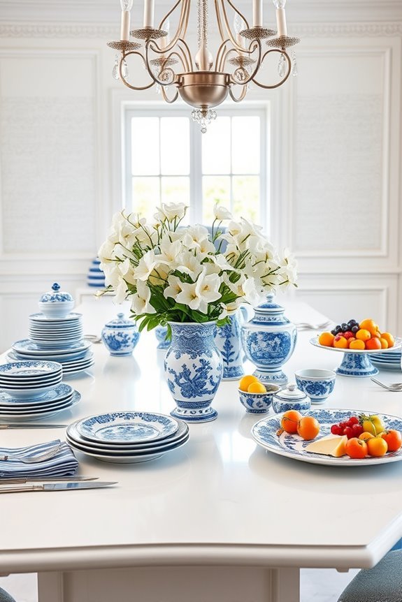 elegant blue and white buffet