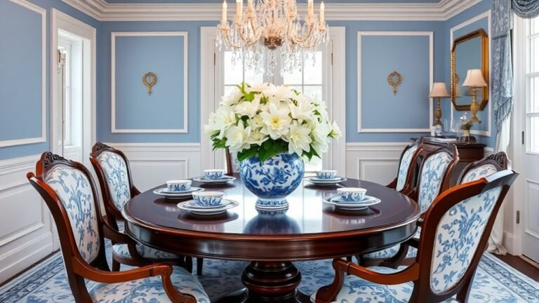 elegant blue and white dining