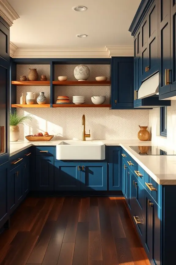 elegant blue brown kitchen design
