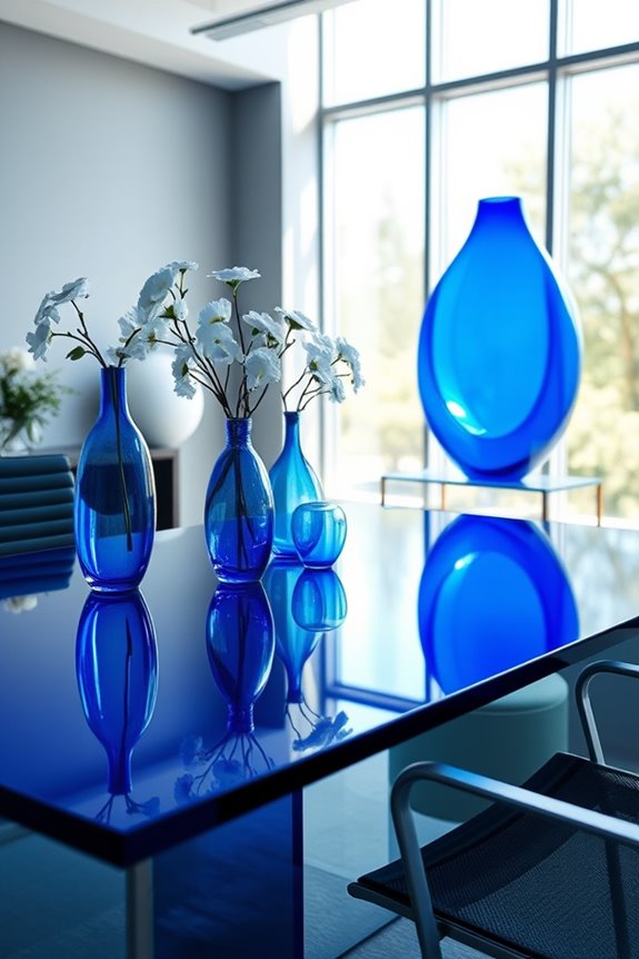 elegant blue glass decor