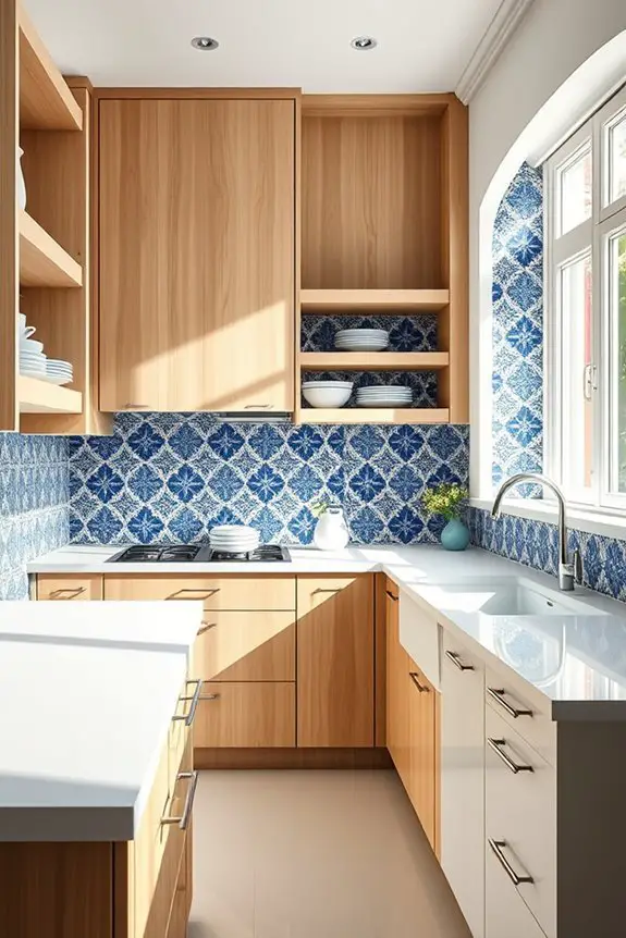 elegant blue white tiles