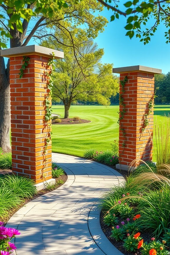 elegant brick pillars landscaping