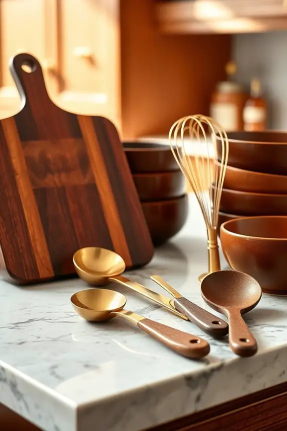 elegant brown and gold utensils