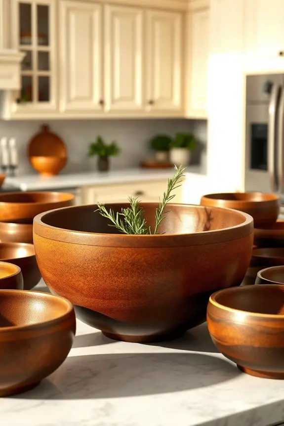 elegant brown ceramic bowls
