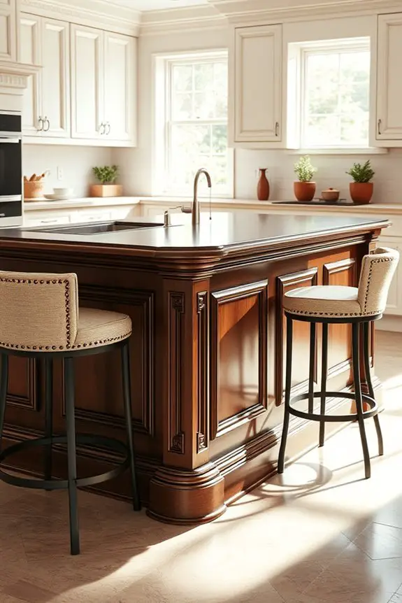 elegant brown kitchen island