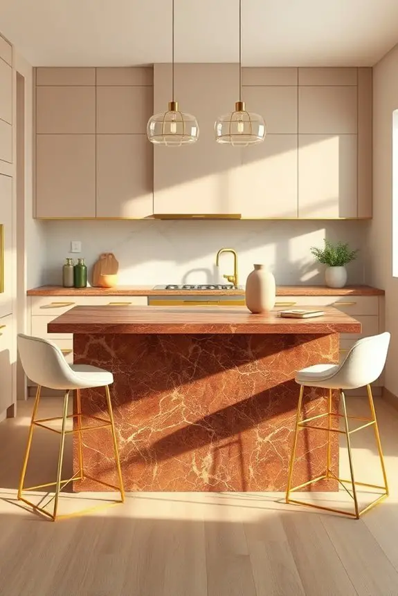 elegant brown marble island