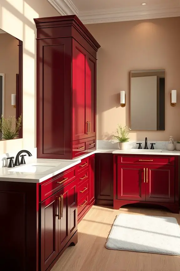 elegant burgundy bathroom design
