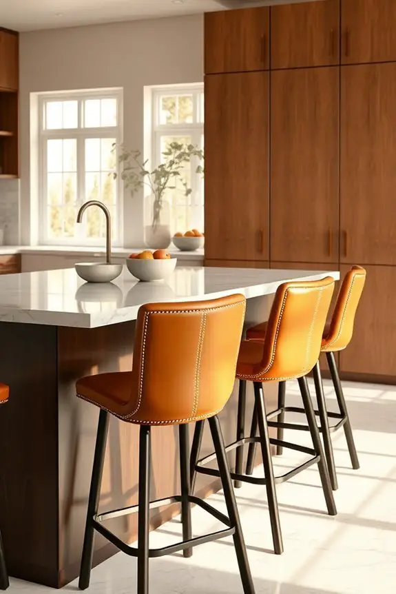 elegant caramel leather stools