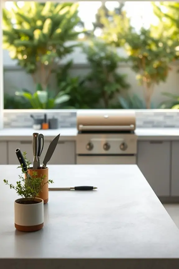 elegant concrete cooking area