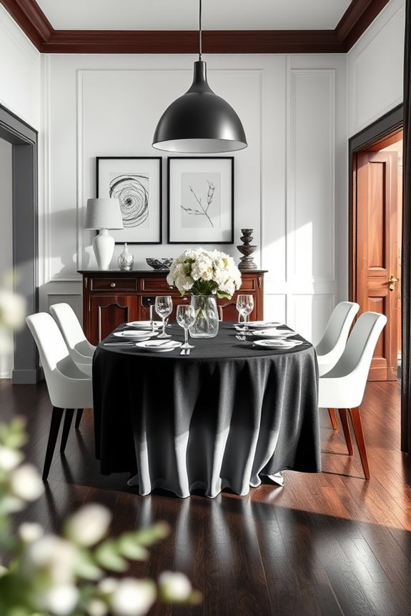 elegant contrast in dining