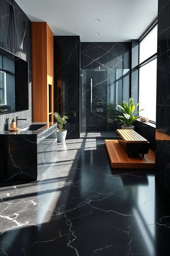 elegant contrast marble and wood