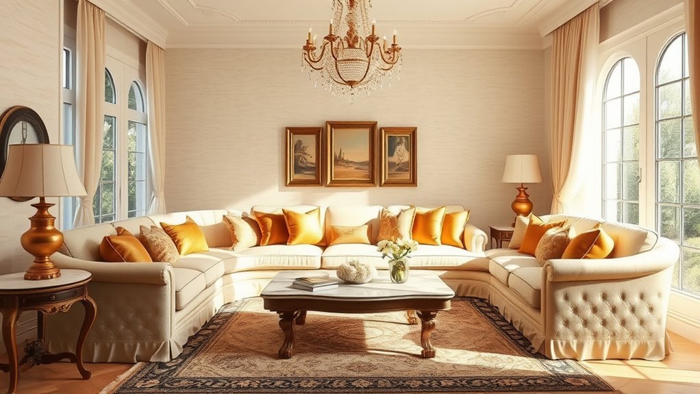 elegant cream and gold interiors