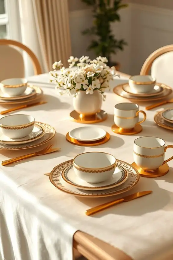 elegant cream and gold tableware